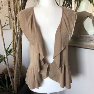 TALBOTS Sleeveless Ruffle Waterfall Sweater LARGE